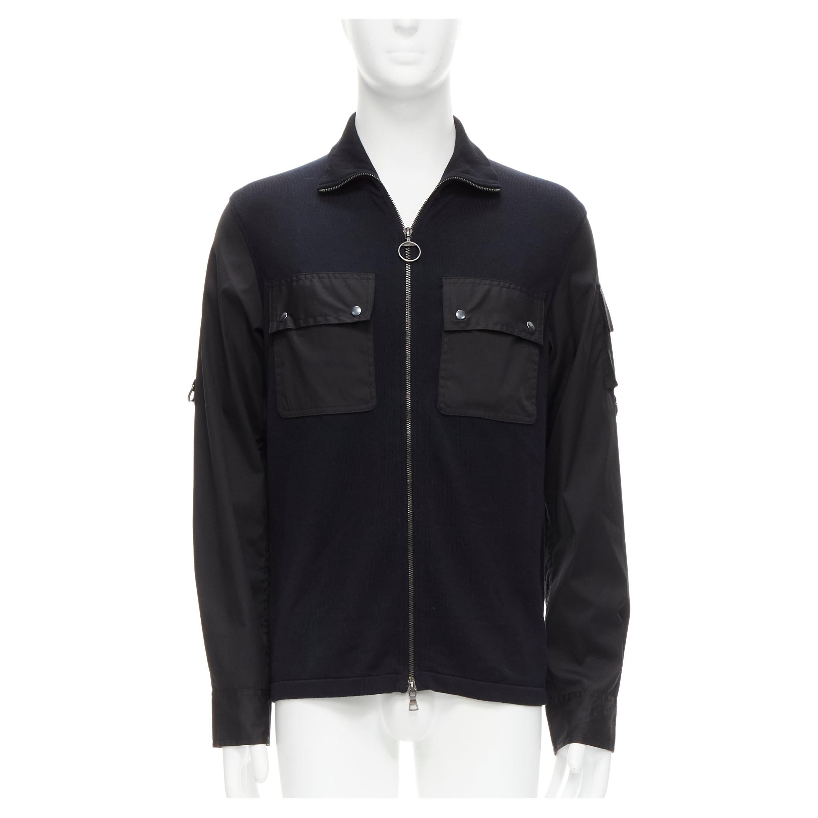 PRADA LINEA ROSSA black cotton utility pocket zip up  jacket IT50 L For Sale