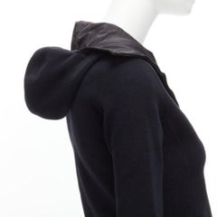 PRADA Linea Rossa black fleece leather tag zip up hooie jacket IT38 XS