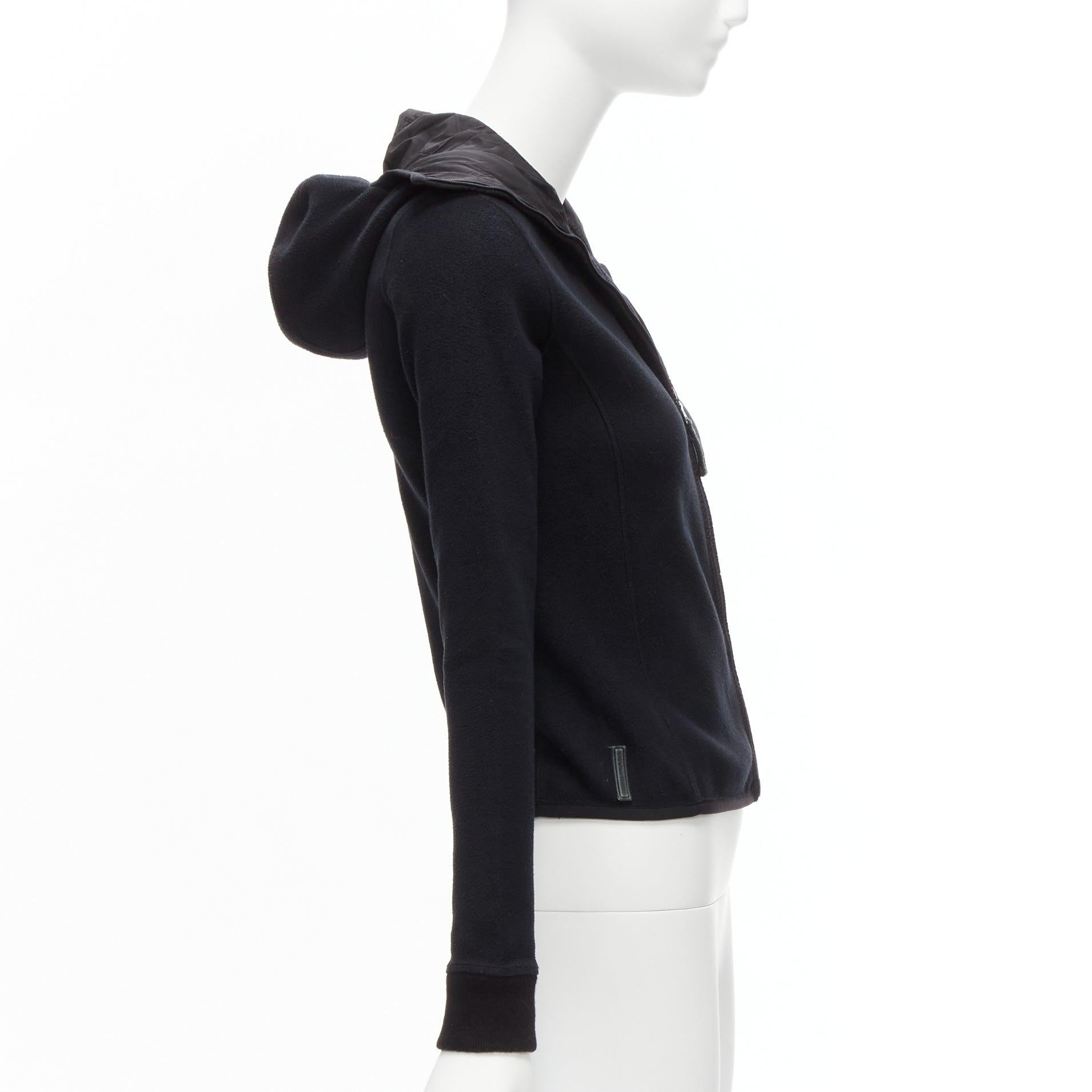 PRADA Linea Rossa veste zippée en cuir molletonné noir IT38 XS Pour femmes en vente