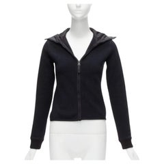 PRADA Linea Rossa veste zippée en cuir molletonné noir IT38 XS