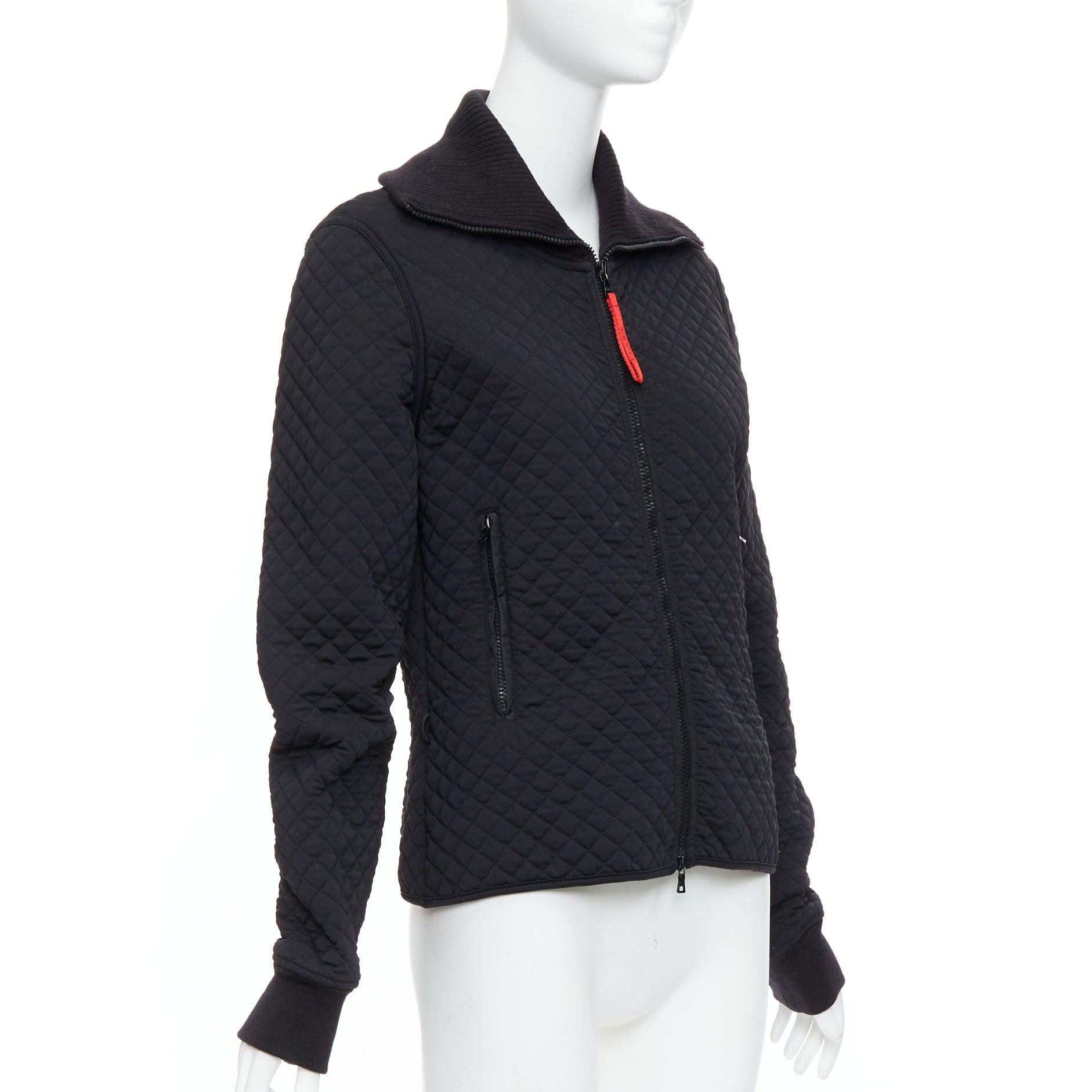 PRADA Linea Rossa black nylon blend red logo zip quilted zip up jacket L In Fair Condition In Hong Kong, NT