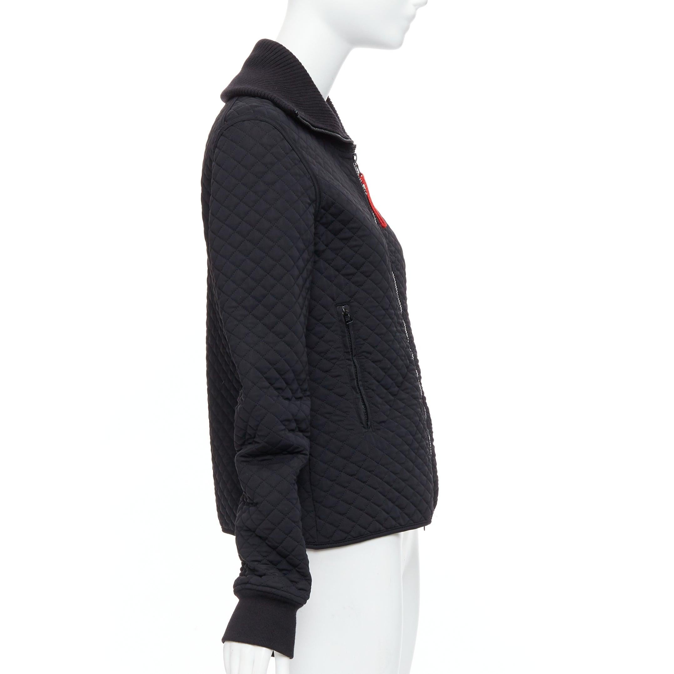 Women's PRADA Linea Rossa black nylon blend red logo zip quilted zip up jacket L