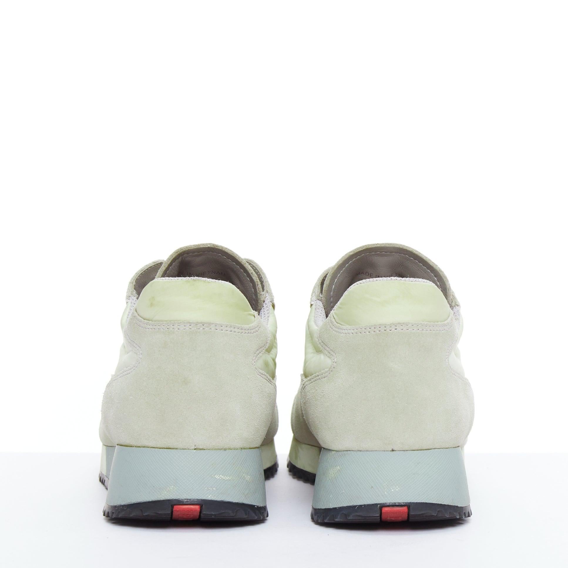 Women's PRADA Linea Rossa cream nylon khaki suede white logo sneakers EU38