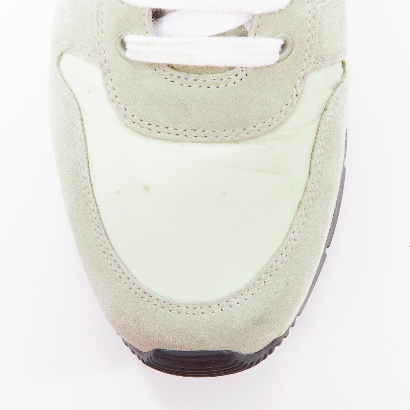 PRADA Linea Rossa cream nylon khaki suede white logo sneakers EU38 1