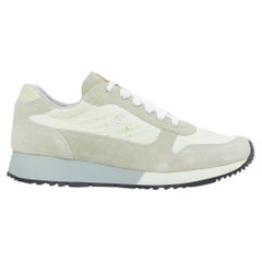 PRADA Linea Rossa cream nylon khaki suede white logo sneakers EU38