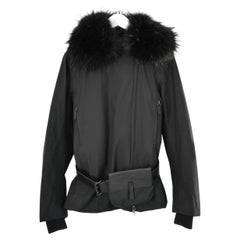 Prada Linea Rossa Faux Fur Trimmed Quilted Jacket w/Pouch