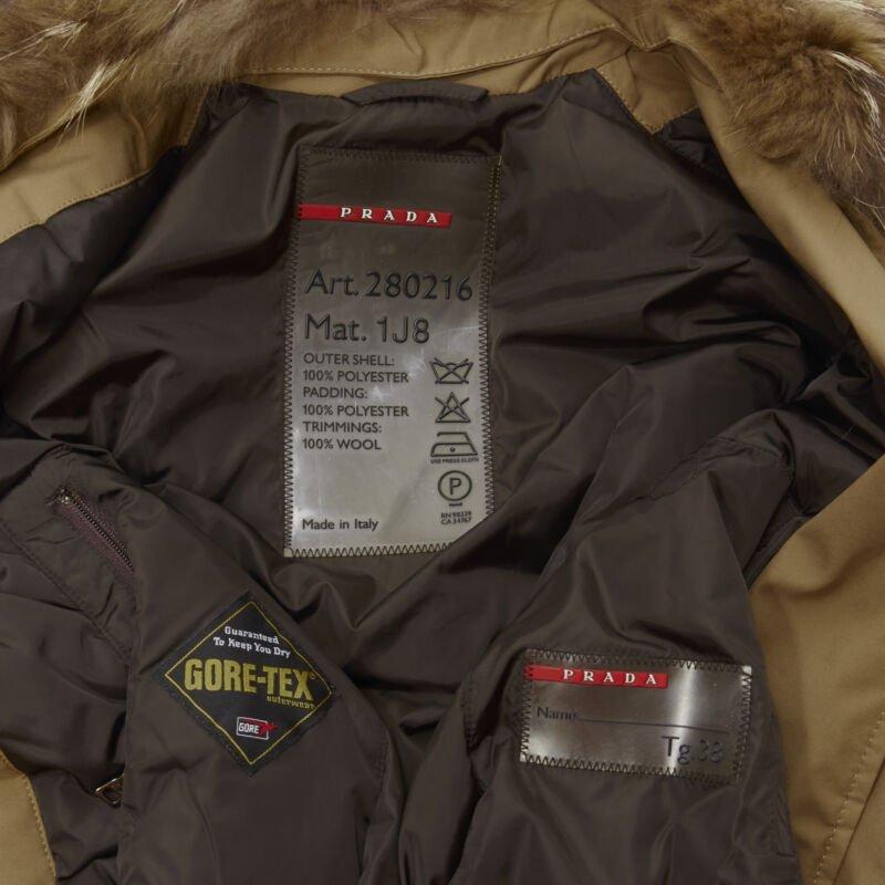 PRADA Linea Rossa light brown nylon fur collar padded parka jacket IT38 S 6