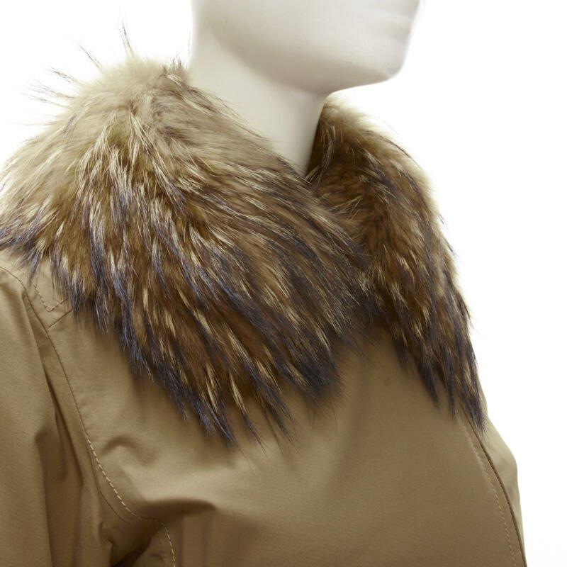 PRADA Linea Rossa light brown nylon fur collar padded parka jacket IT38 S 3