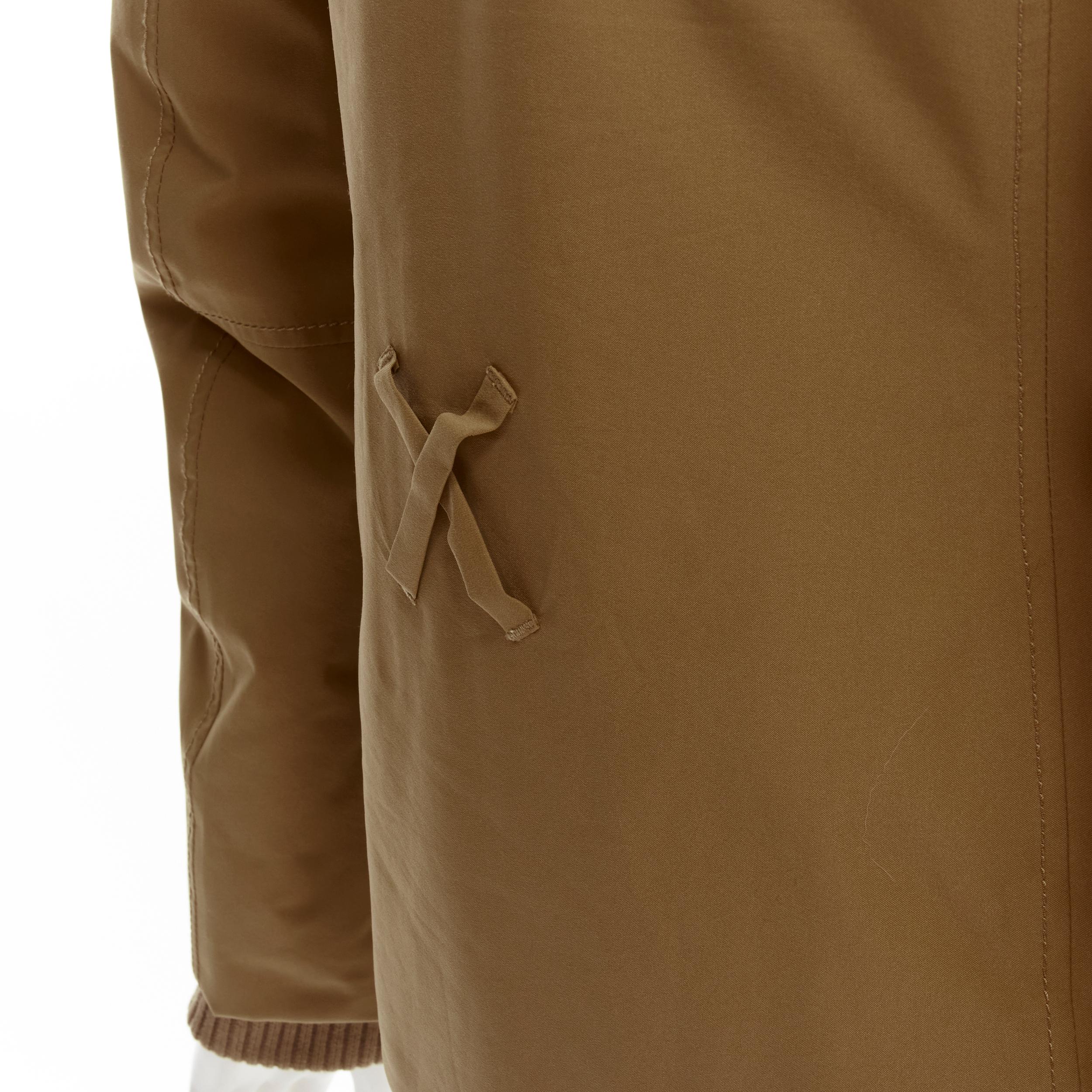 PRADA Linea Rossa light brown nylon fur collar padded parka jacket IT38 S For Sale 2