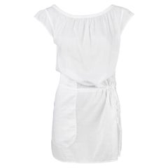 Prada Linea Rossa S/S 1999 White Cotton Beachwear Drawstring Mini Dress IT40