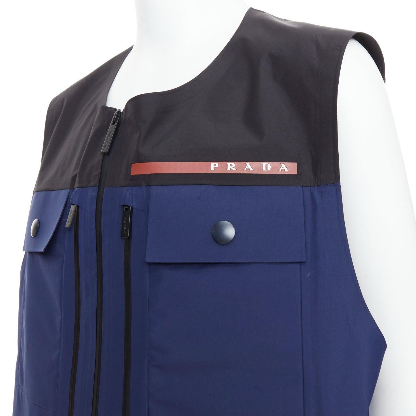 PRADA Linea Rossa SGB592 Extreme Tex navy utility pocket cropped vest L 2
