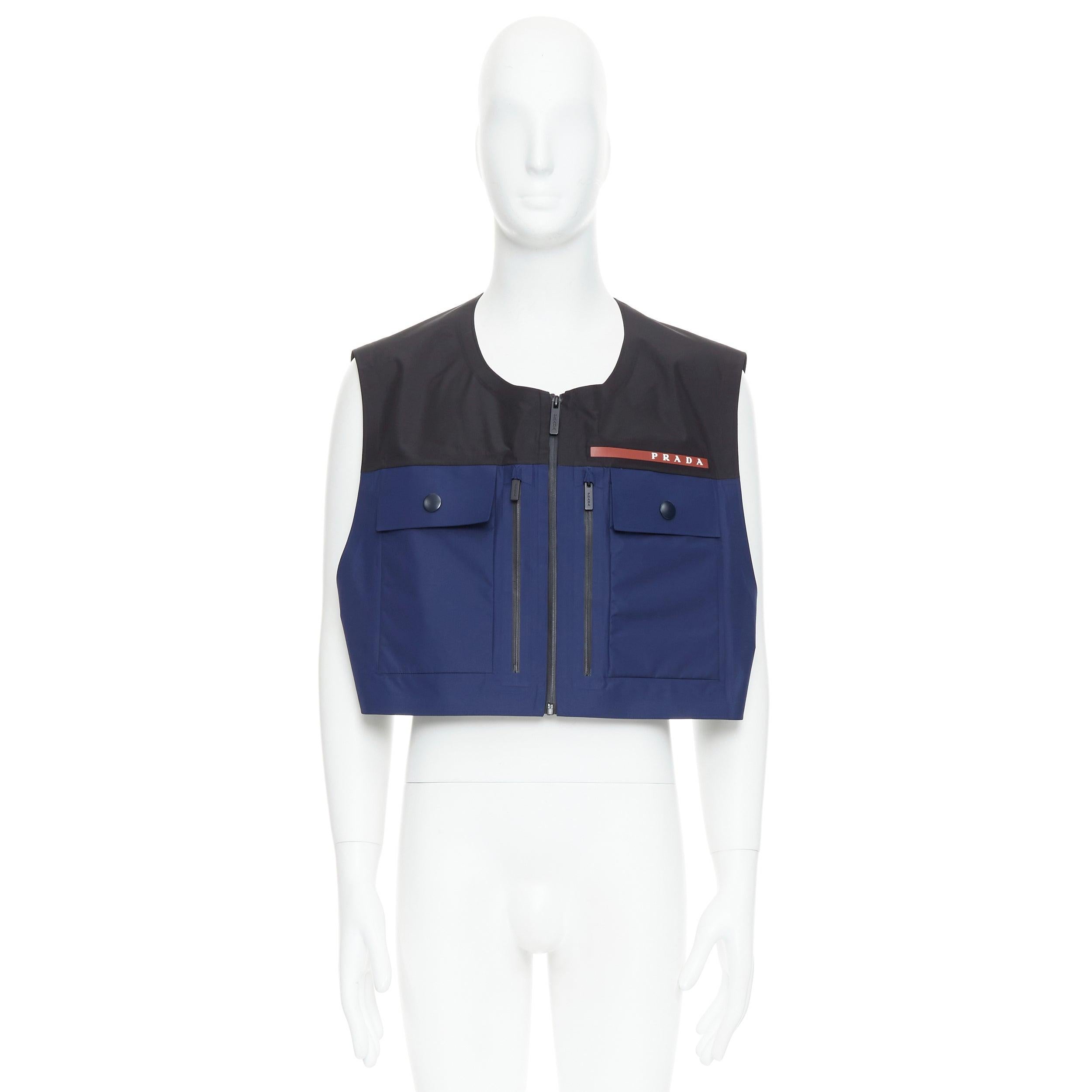 PRADA Linea Rossa SGB592 Extreme Tex navy utility pocket cropped vest L 4