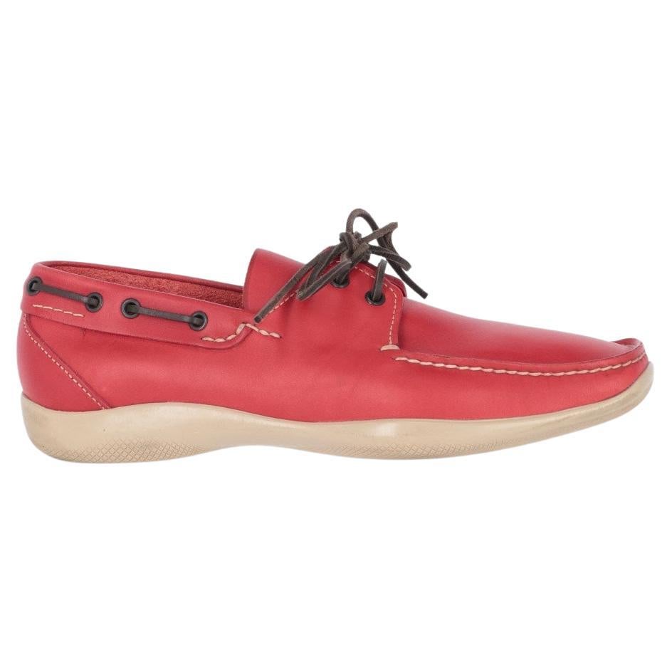 Prada Linea Rossa Vintage leather 90s boat loafers For Sale