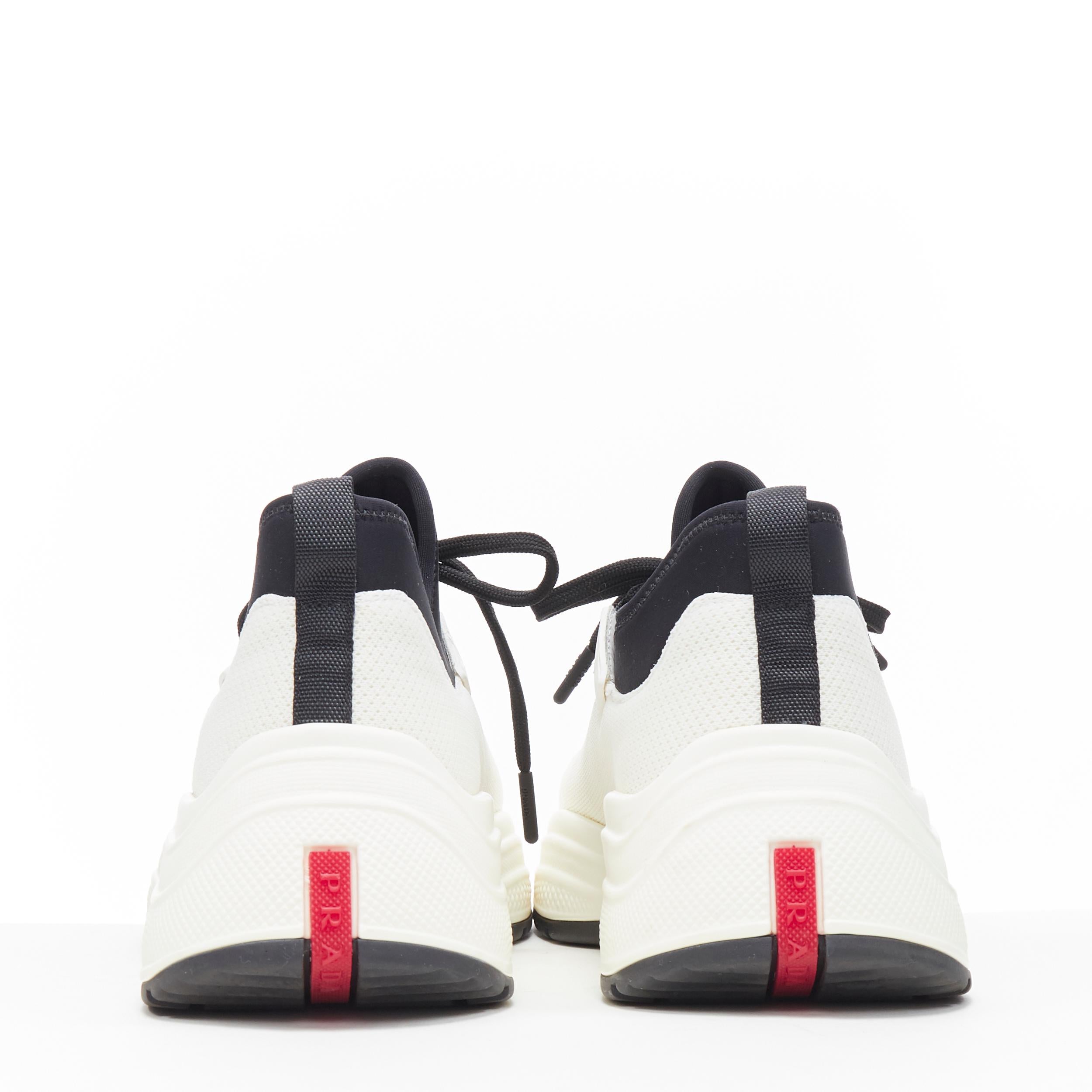 Men's PRADA Linea Rossa white fabric neoprene lining chunky sole dad sneaker UK7 EU41