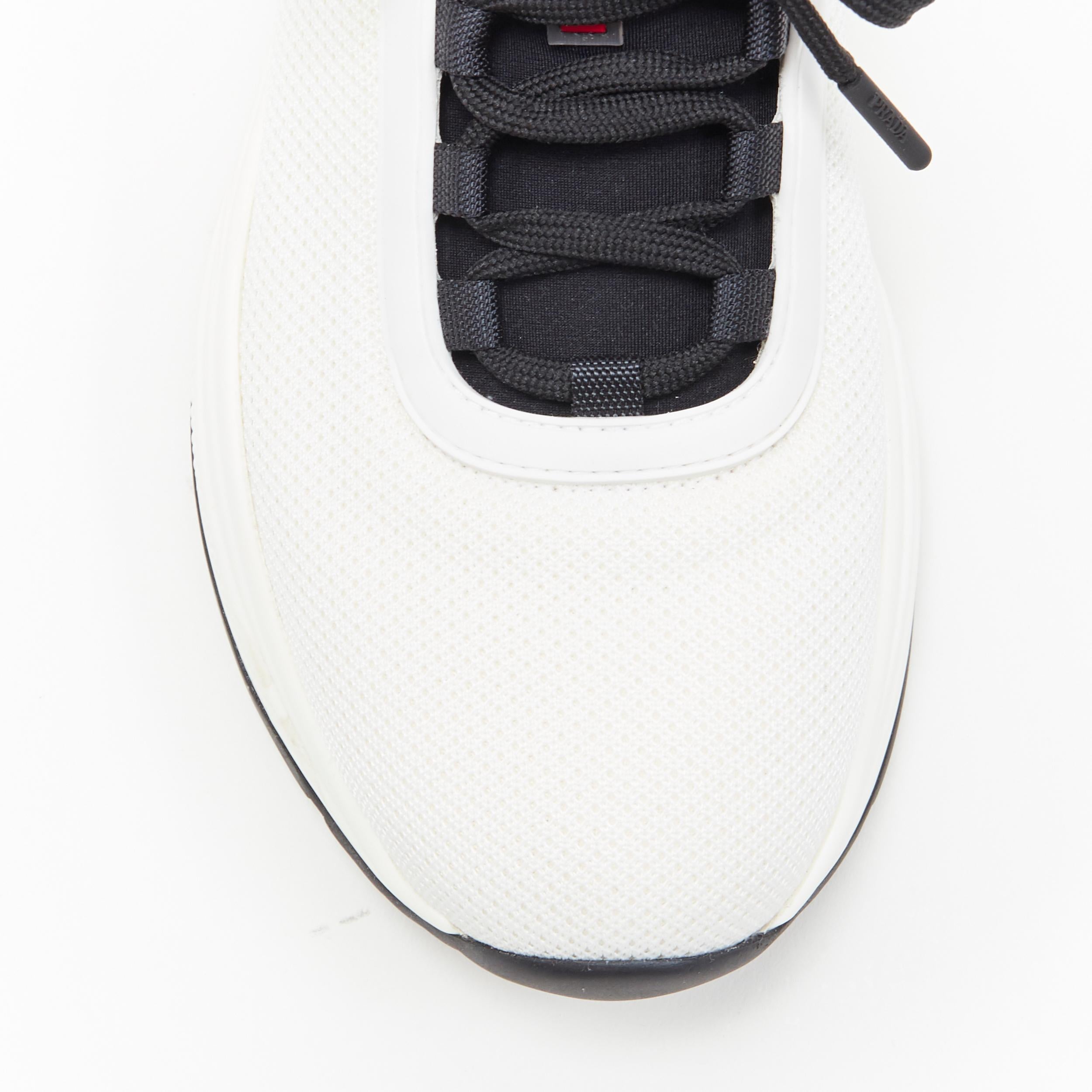 PRADA Linea Rossa white fabric neoprene lining chunky sole dad sneaker UK7 EU41 In Good Condition In Hong Kong, NT