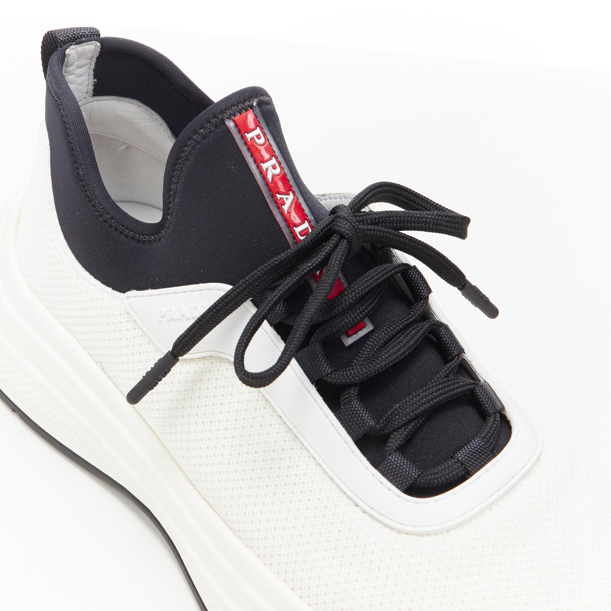 Men's PRADA Linea Rossa white fabric neoprene lining chunky sole dad sneaker UK7 EU41