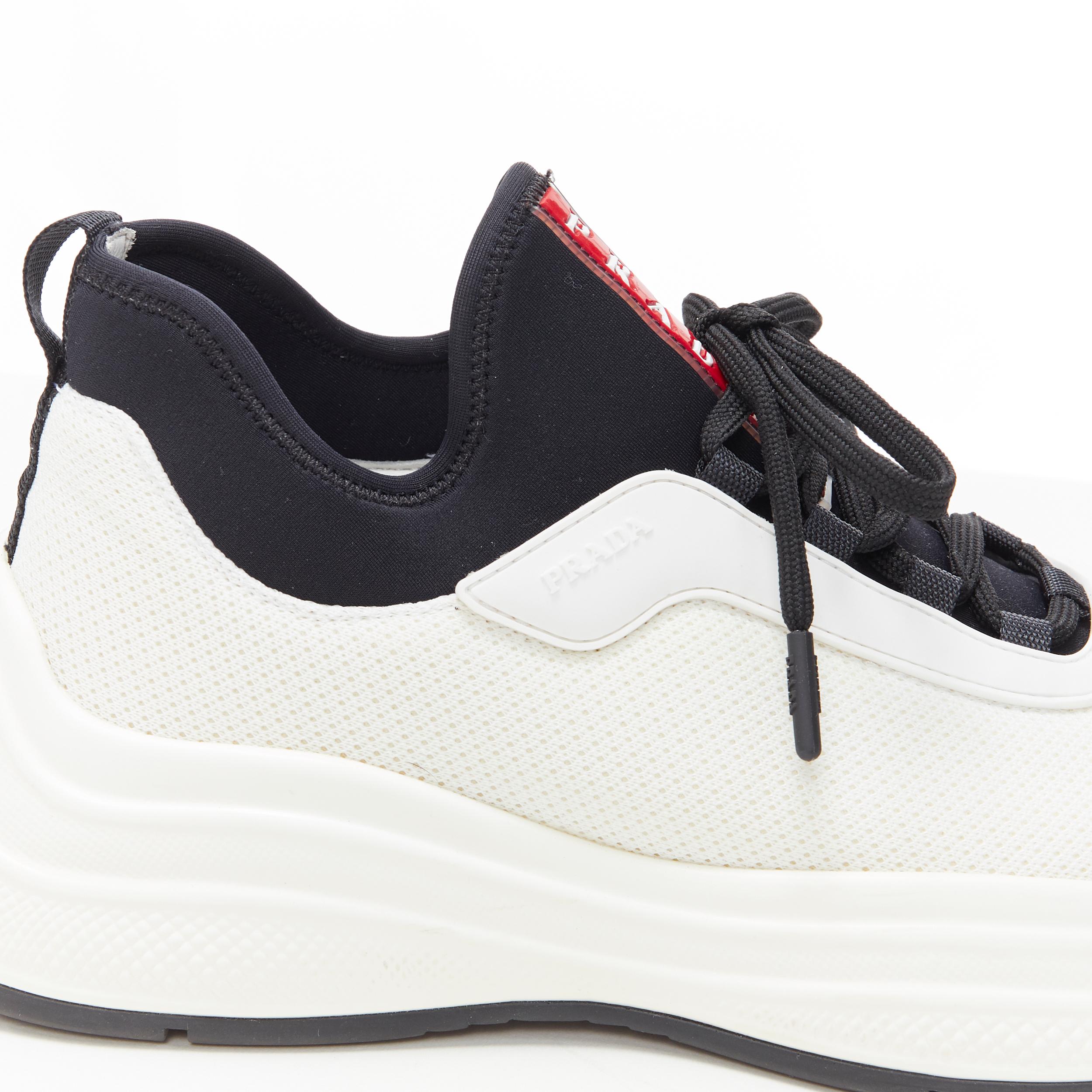 PRADA Linea Rossa white fabric neoprene lining chunky sole dad sneaker UK7 EU41 1