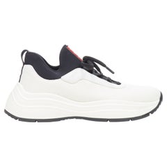 PRADA Linea Rossa white fabric neoprene lining chunky sole dad sneaker UK7 EU41