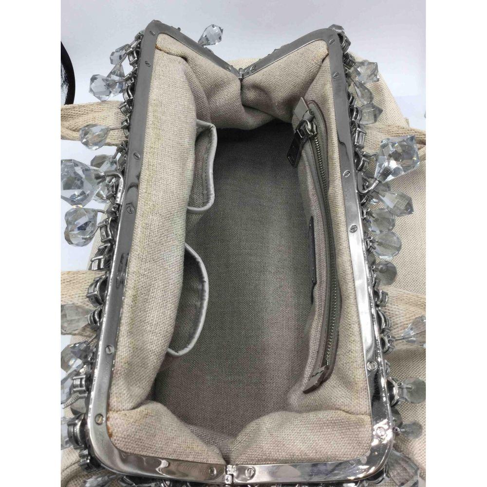 Prada Linen Handbag in Beige In Good Condition For Sale In Carnate, IT