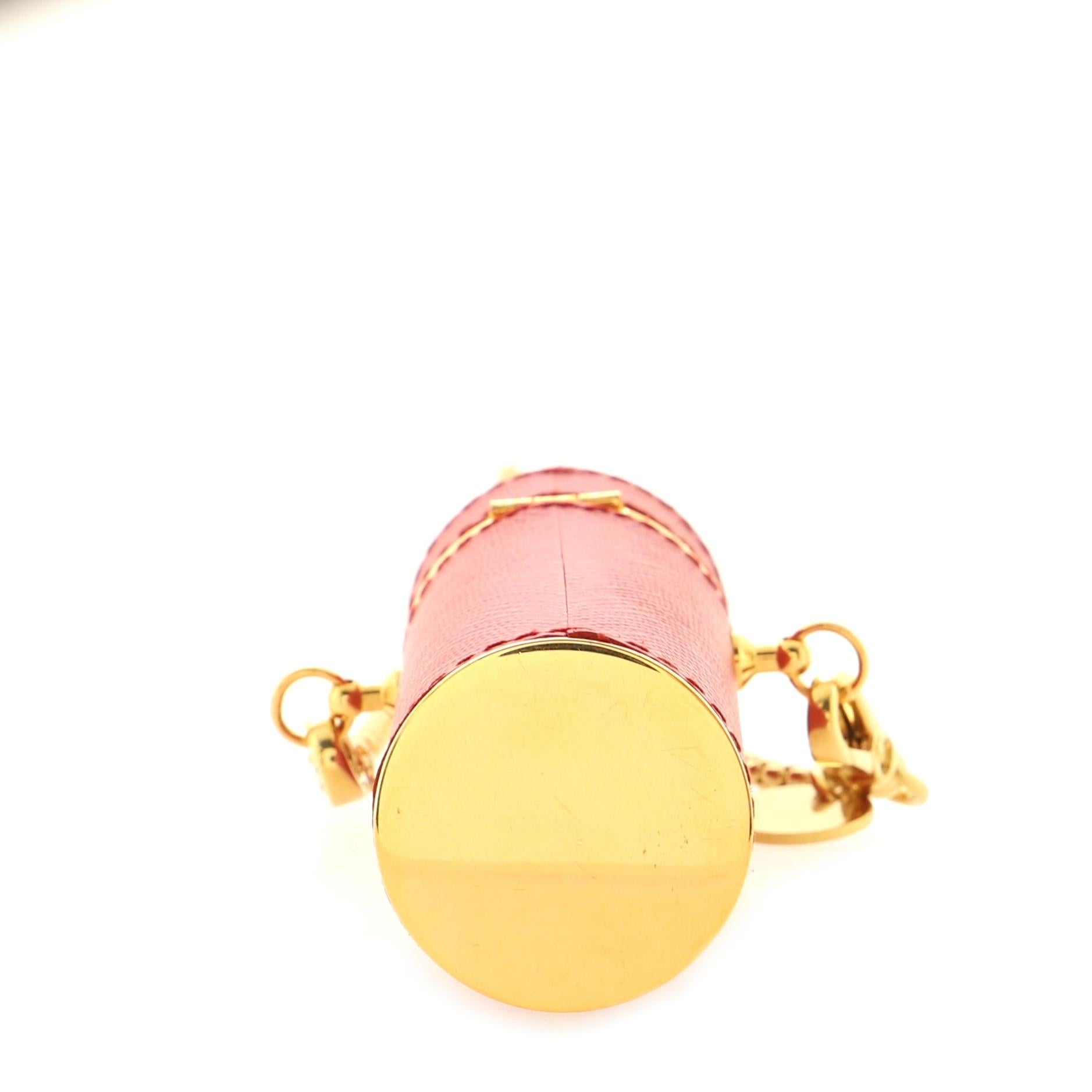 Red Prada Lipstick Case on Chain Saffiano Leather