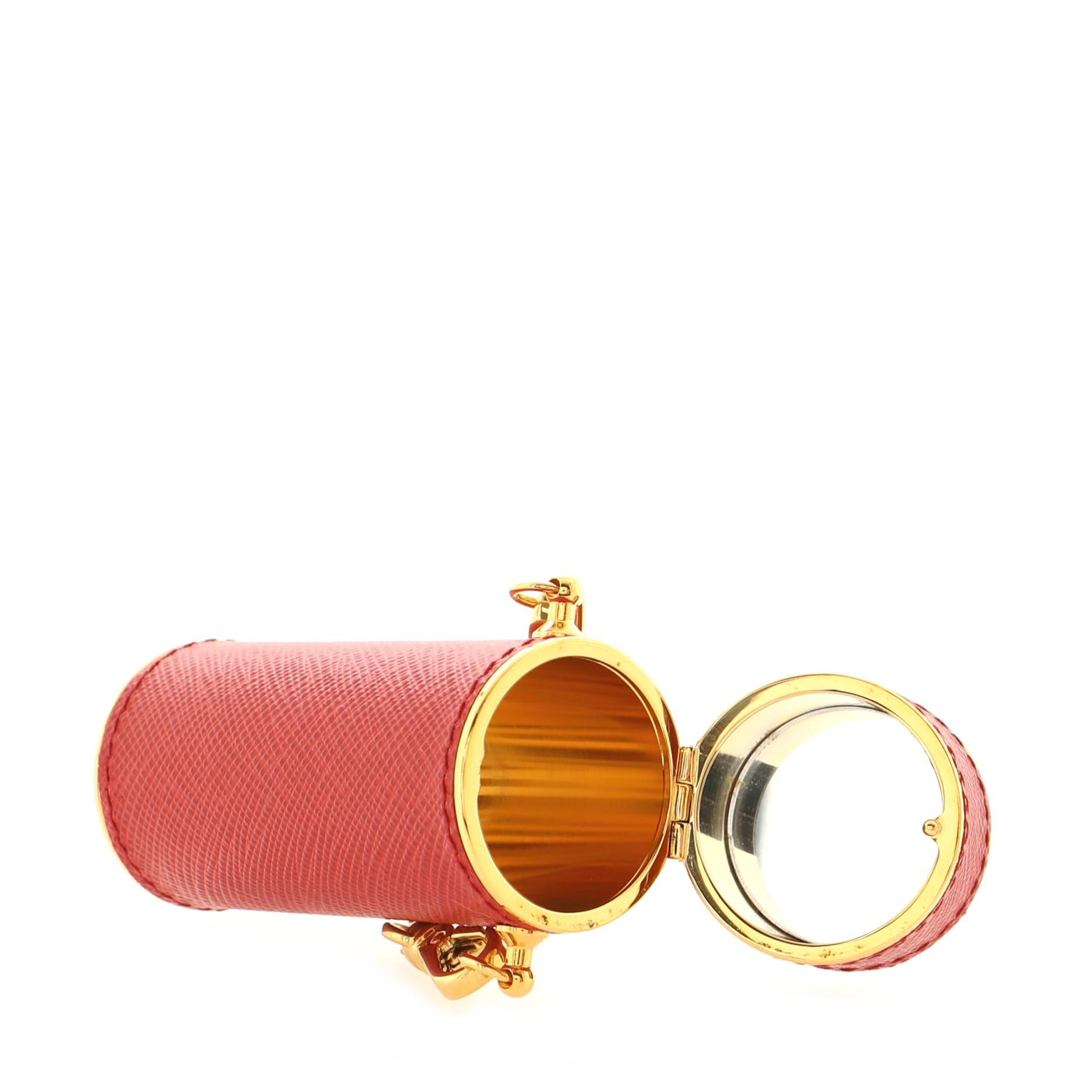 Prada Lipstick Case on Chain Saffiano Leather In Good Condition In NY, NY