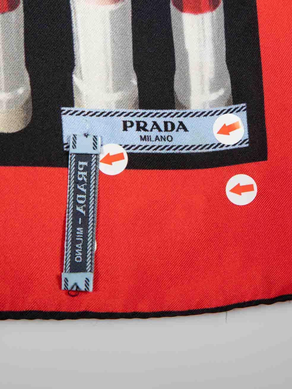 Prada Lipstick Pattern Silk Square Scarf 3