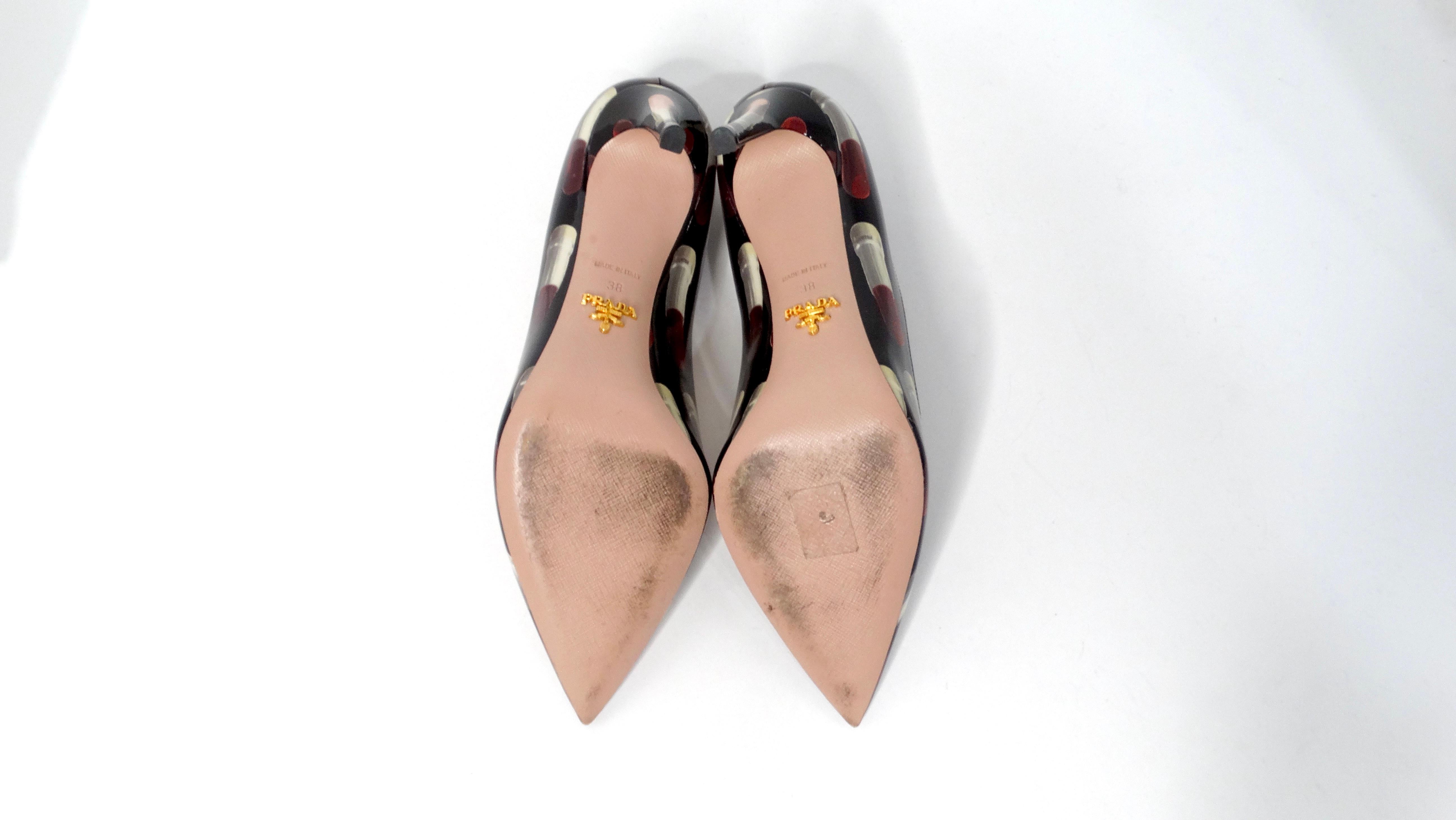 Prada Lipstick Print Patent Leather Pumps For Sale 2