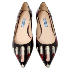 Prada Lipstick Print Patent Leather Pointed Flats