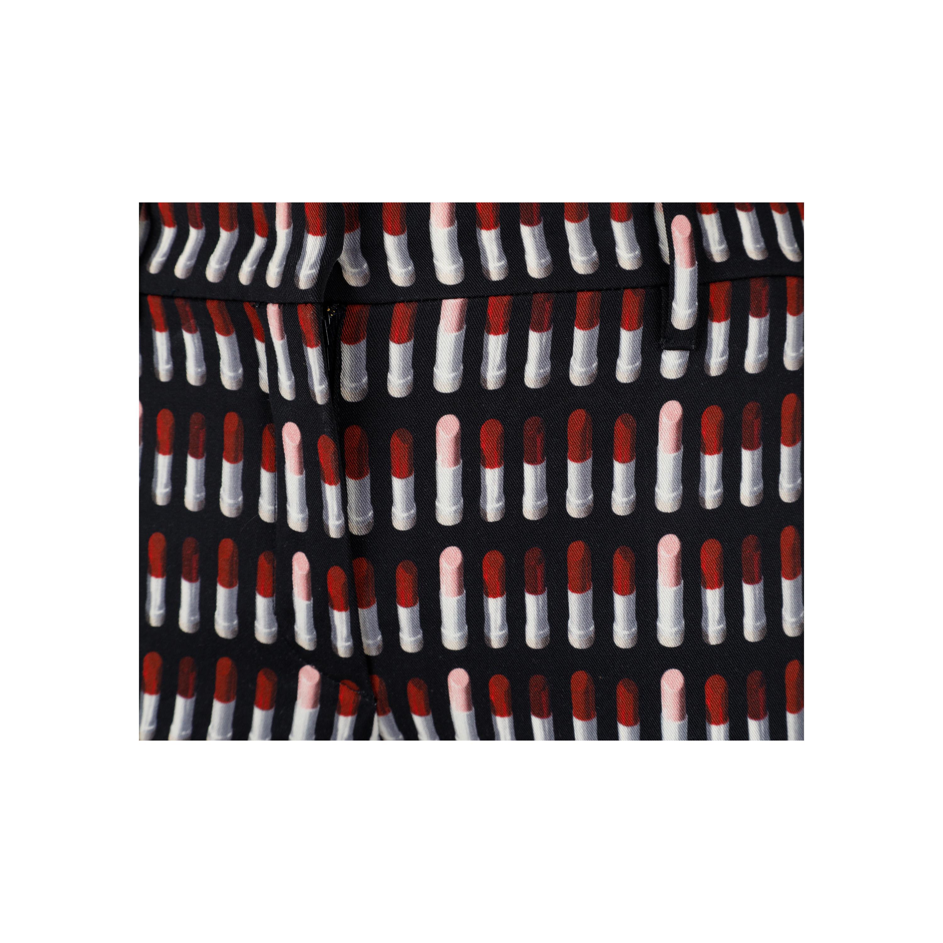 Prada Lipstick Printed Pants In Excellent Condition For Sale In Milano, IT