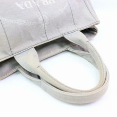 Prada Logo 870189 Gray Canvas Tote