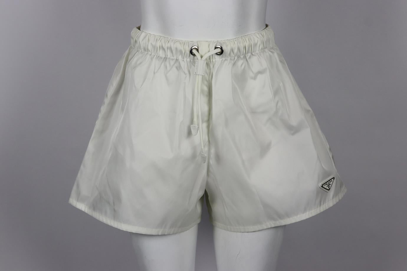 Prada Logo Appliquéd Shell Shorts It 42 Uk 10 For Sale at 1stDibs