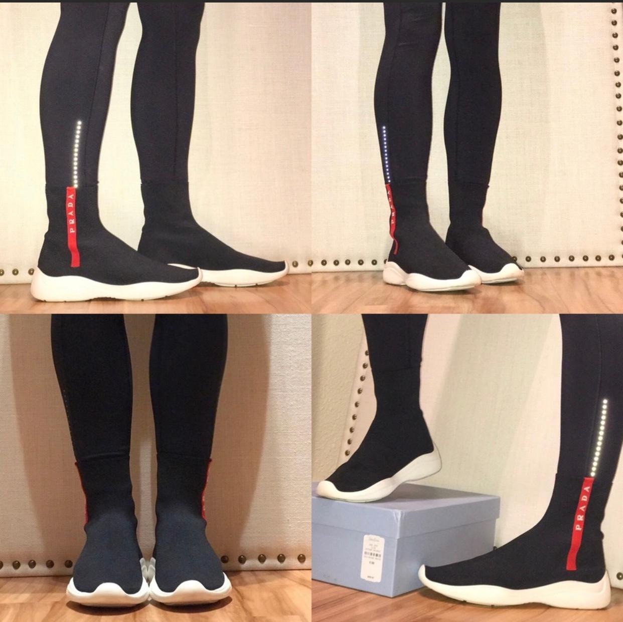 Prada  Logo Band Sock Sneaker hi-Top Sock Sneakers Size 6.5, Pre Loved Women 2