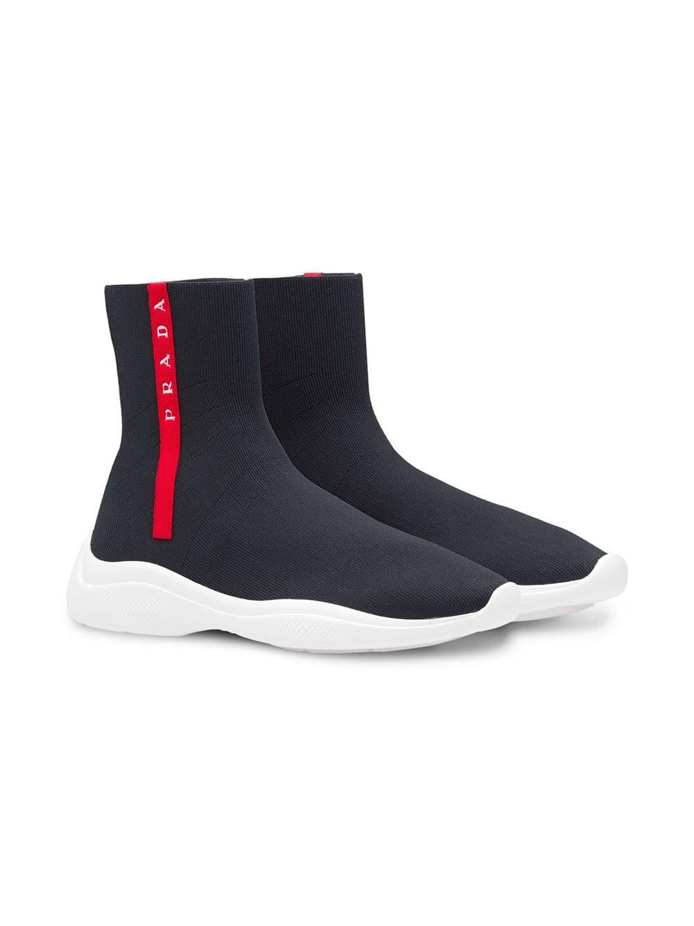 Prada Logo Band Sock Sneaker hi-Top Sock Sneakers Size 6.5, Pre Loved ...