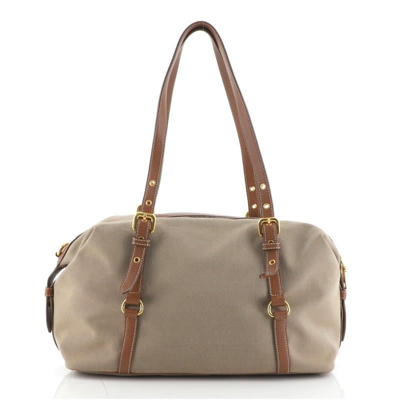 Prada Logo Bauletto Bag Canvas Medium (Braun)
