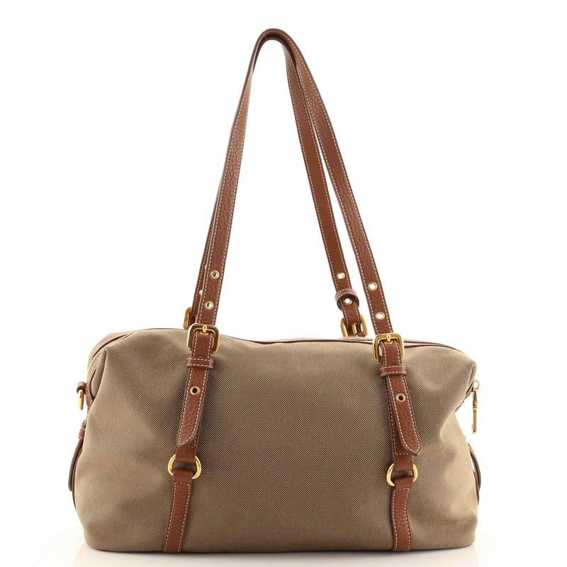 Brown Prada Logo Bauletto Bag Canvas Medium