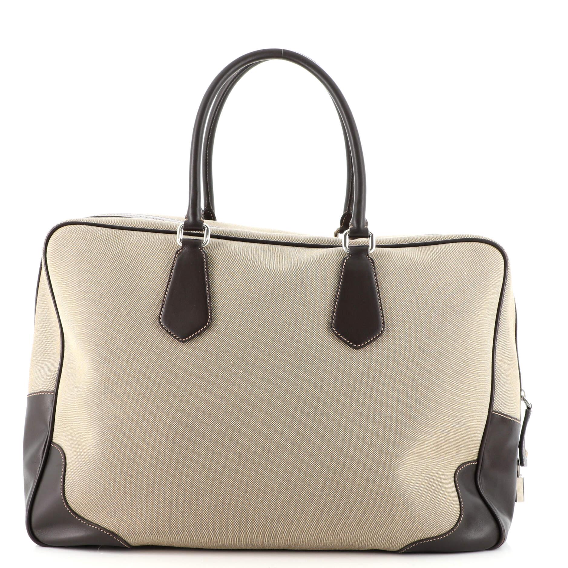 Prada Logo Boston Bag Canvas with Leather XL at 1stDibs | borsa in