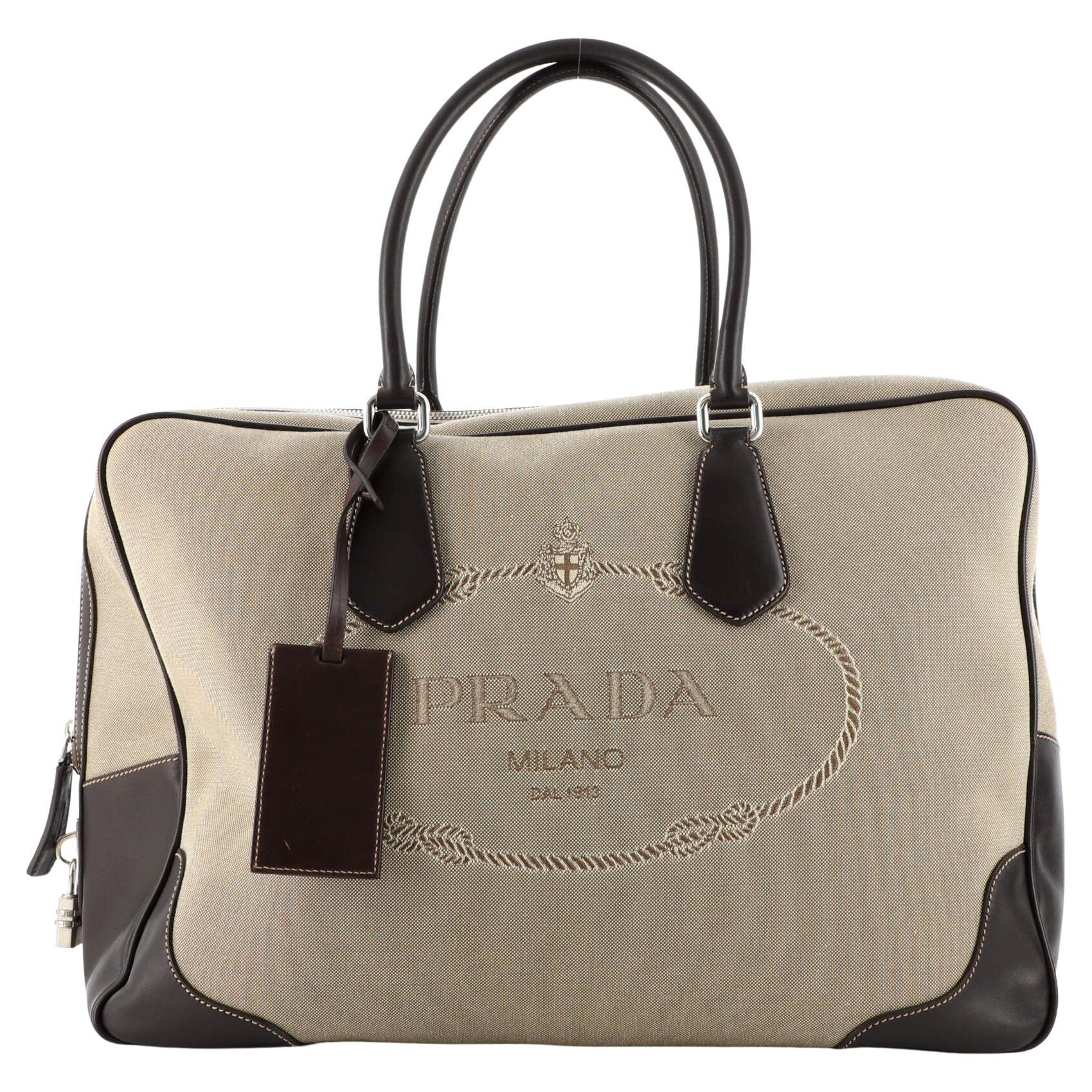 Prada Logo Boston Bag Canvas with Leather XL at 1stDibs | borsa in