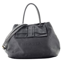 Prada Logo Bow Convertible Tote Tessuto with Leather Small