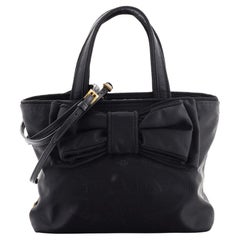 Prada Logo Bow Convertible Tote Tessuto with Leather Small