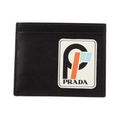 Prada Logo Card Holder Saffiano Leather with Applique