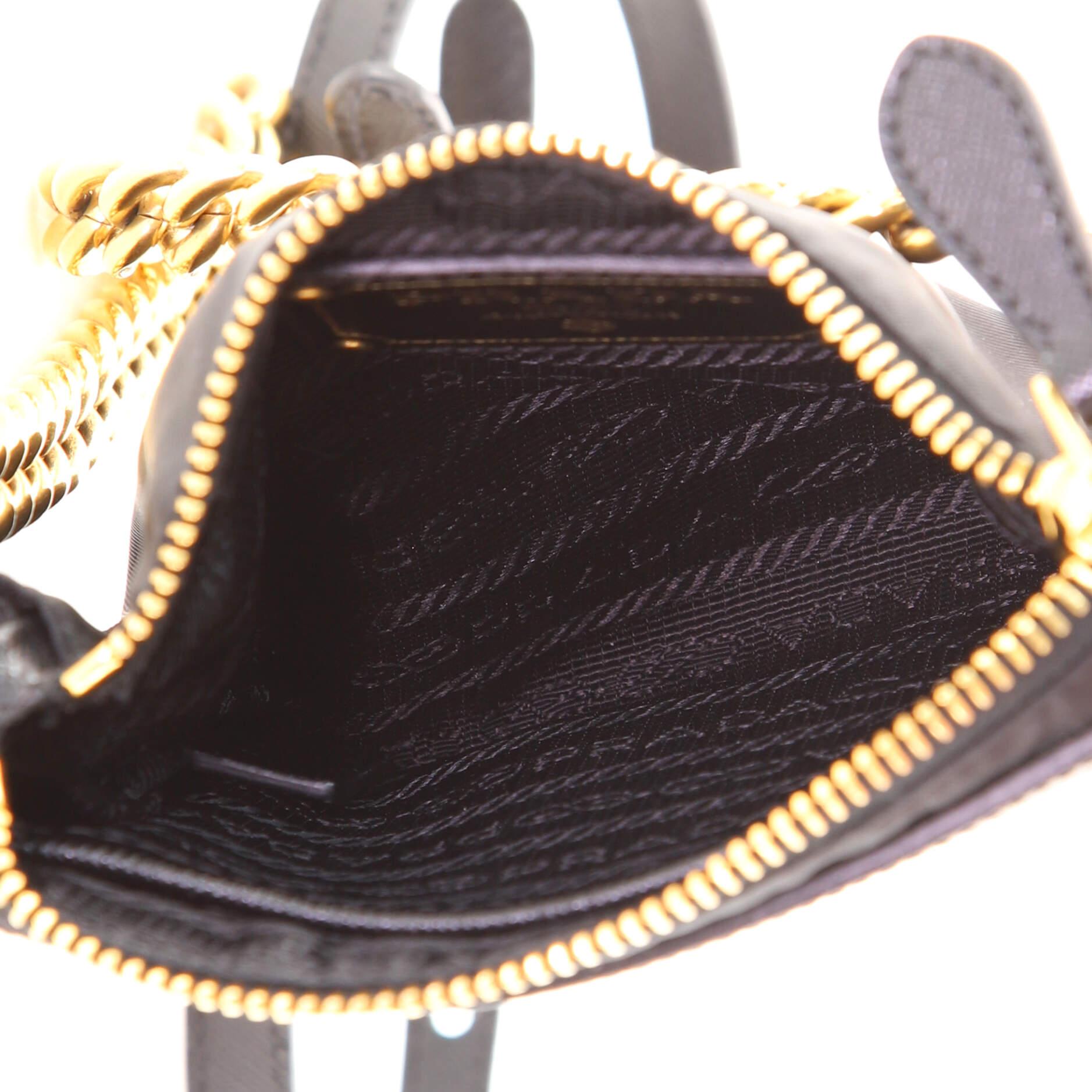 Women's or Men's Prada Logo Chain Crossbody Bag Tessuto and Saffiano Leather Small