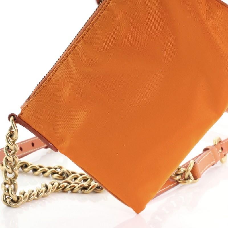 Prada Logo Chain Crossbody Bag Tessuto and Saffiano Leather Small In Good Condition In NY, NY