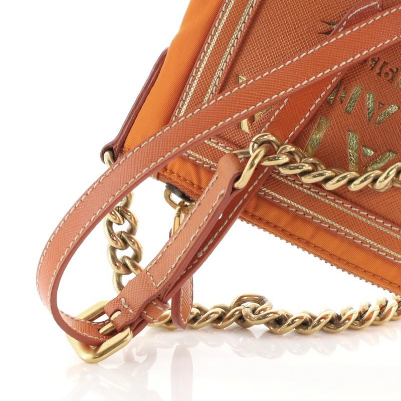 Women's or Men's Prada Logo Chain Crossbody Bag Tessuto and Saffiano Leather Small