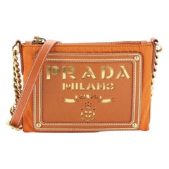 Prada Logo Chain Crossbody Bag Tessuto and Saffiano Leather Small