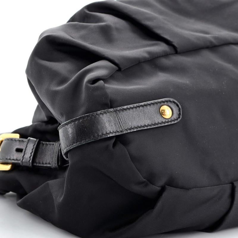 Black Prada Logo Convertible Belted Satchel Tessuto with Leather Medium