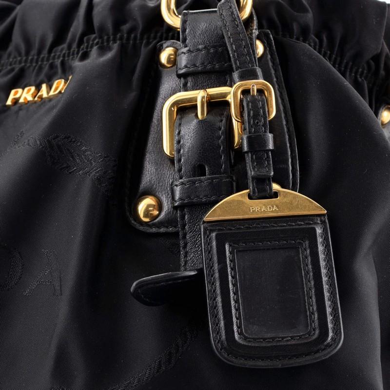 Prada Logo Convertible Belted Satchel Tessuto with Leather Medium In Good Condition In NY, NY