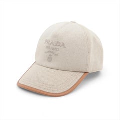 Prada Logo Cotton Linen Hat Beige