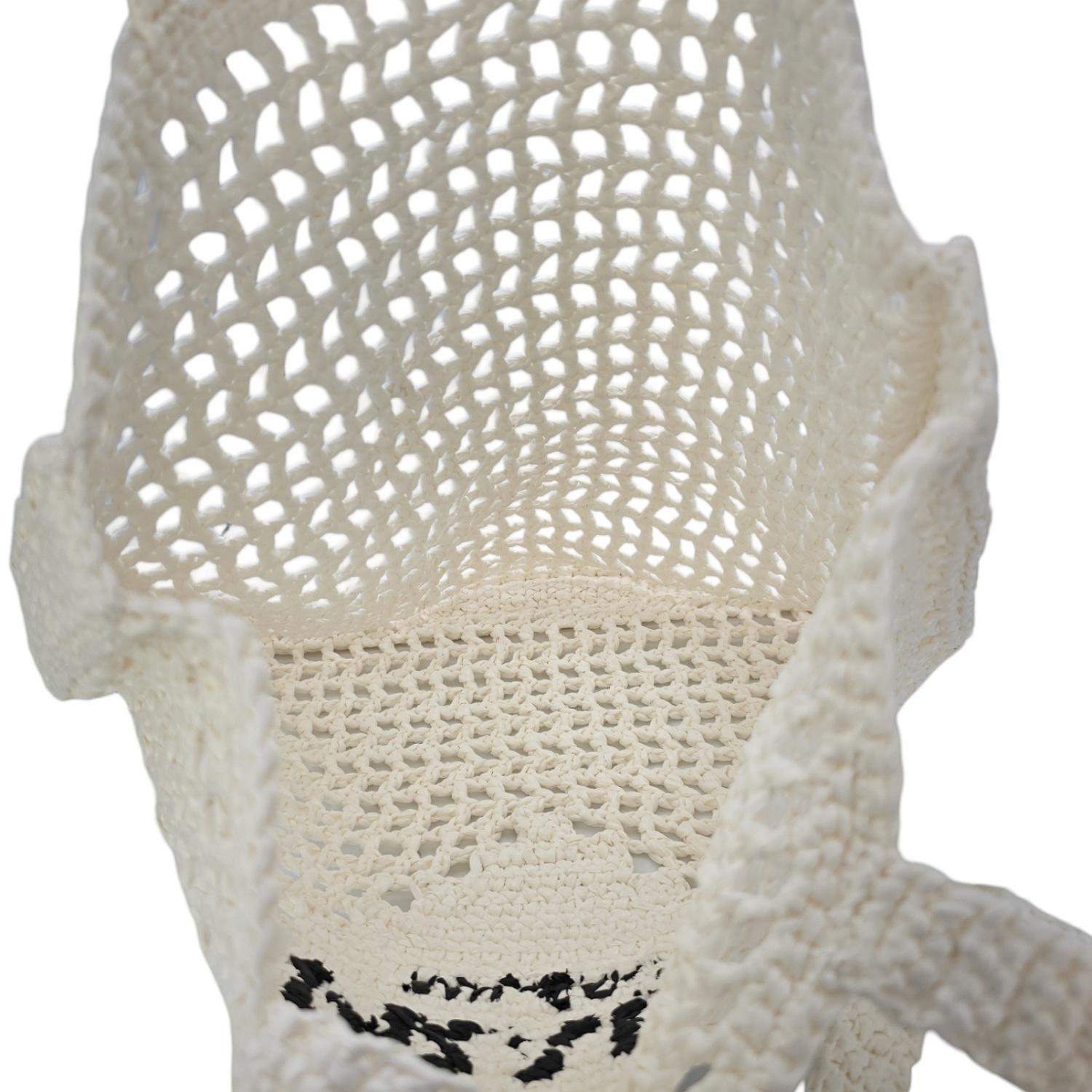 Prada Logo Crochet Raffia Shopper Tote 1BG393 For Sale 1