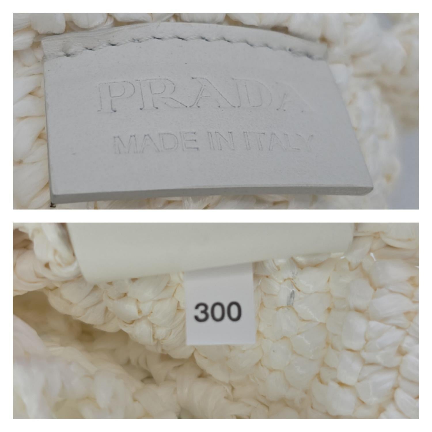 Prada Logo Crochet Raffia Shopper Tote 1BG393 For Sale 2