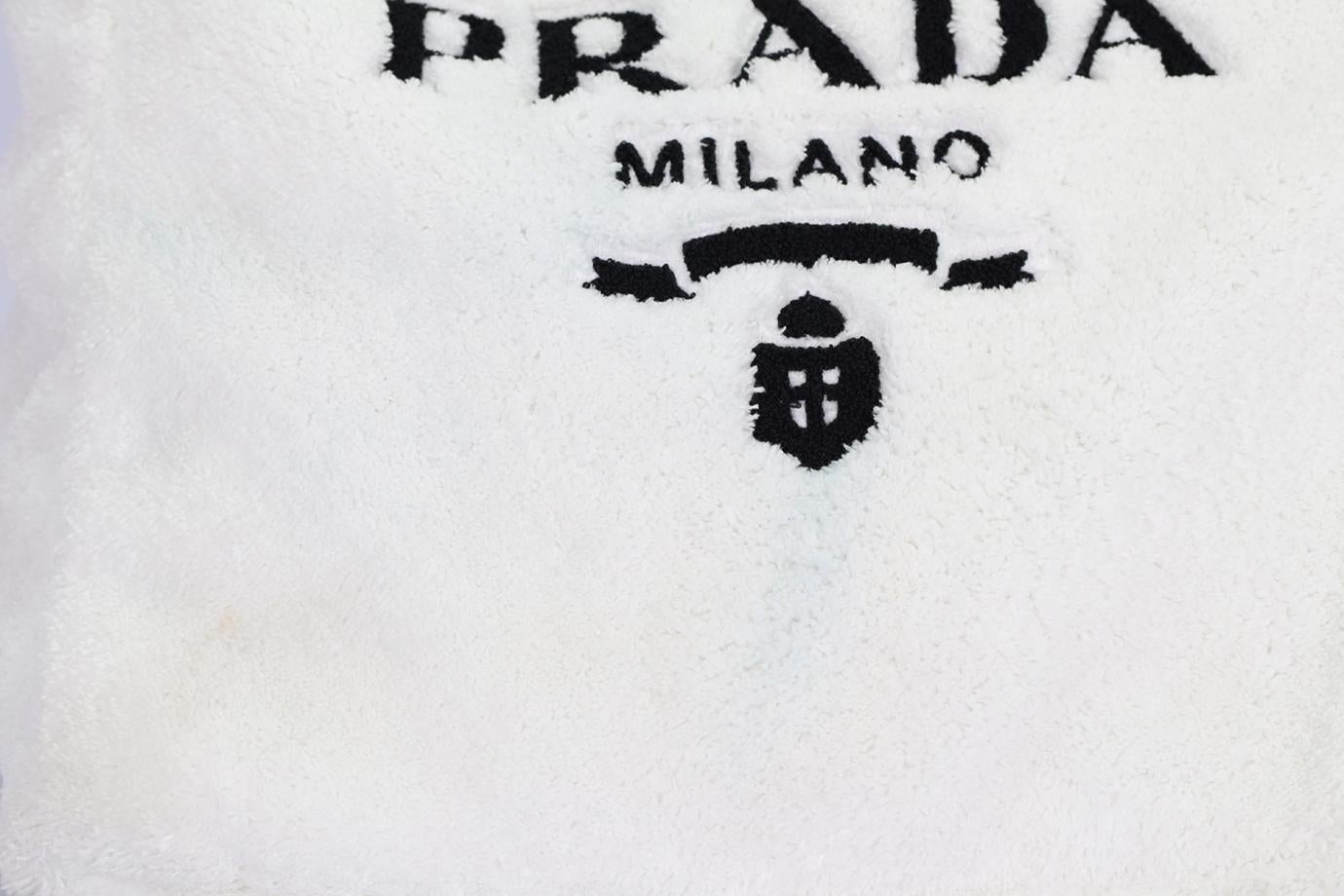 Prada Logo Detailed Terry Cloth Tote Bag In Good Condition For Sale In London, GB